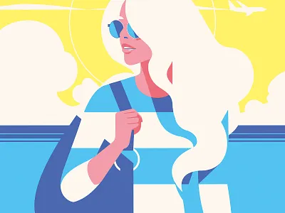 Summer beauty character flat girl illustration poster summer vector vectorillustration yellow