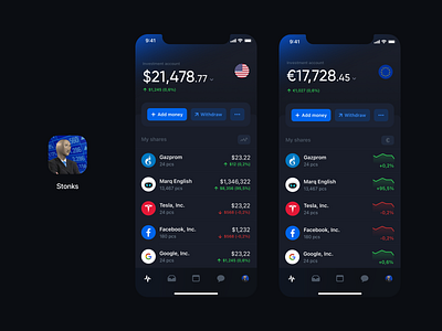 Stonks – Tranding app (free .sketch) app apple design fintech ios iphone logo mobile sketch ui ux