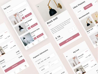 Concept of mobile application "lamp shop" aplication app concept design figma lamp lamps shop shopping shopping app typography ui ui design ux ui