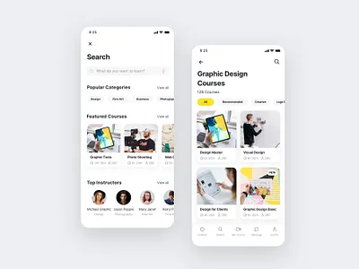 Online course searching screen UI design app design app designer figma learning app mobile app ui design search ui searching ui design ui kit ui ux design 应用 应用界面 设计