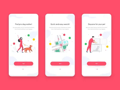 Dog Walker Pro Onboarding Screens app design dog dog care dog walking mobile ui onboarding pet care ui design