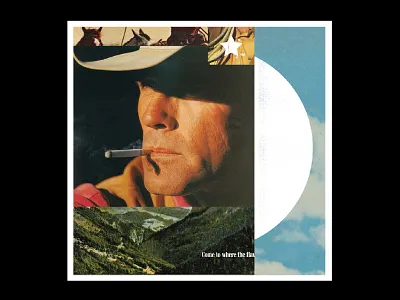 Taste Like Freedom americana cigarette clouds collage collage art consumerism cowboy halftone layout pop art star typography