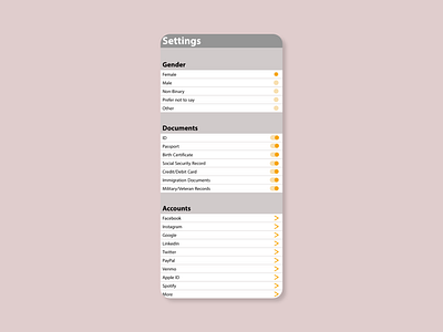 Settings app dailyui dailyuichallenge design ui ux