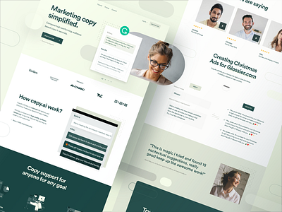 Copy.ai Homepage Exploration copy copy.ai copywriter copywriting glossier icons landingpage marketing medium testimonial tutorial ui uiux webdesign writing writing app