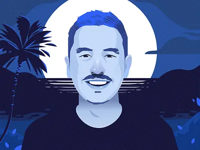 Designer Monochromatic #2 beach blue brand branding clean design drawing geometry illustration illustrator modern person scene simple vector