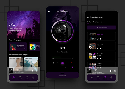 Music App Dark Theme app dark theme mobile design mobile ui music music app uiuxdesign