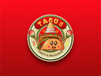 Tco Tuesday! badge badgedesign cartoon character cute emblem food illustration logo mascot sign sticker taco vector
