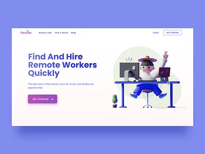 An Online Platform for Hiring Remote Workers 3d 3d illustration 3d website clean ui design hiring landing page minimalist remote remotework ui uidailychallenge webdesign