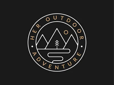 Her Outdoor Adventure Logo australia badge black branding design icon illustration illustrator logo mountain mountain logo mountains nature sun vector