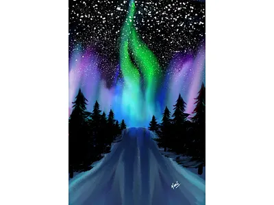 Lights of Dream ❄️🌌 digitalart illustration alaska