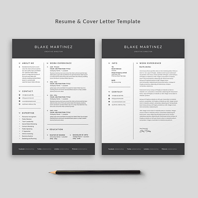 Clean Resume/CC Template black cv design clean resume creative resume curriculum vitae cv design doc resume docx editable resume elegant resume female resume infographic resume minimal modern resume photoshop resume printable resume professional resume resume template word word resume