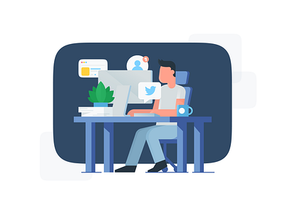 Working from Home illustration app branding clean creative design illustration landing minimal minimalistic page remote typography web website