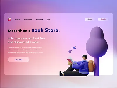 ebook store landing page ui 3d 3dillustration behance bookstore dailyui dribbble ebook landingpage uidesign uiux webdesign webui