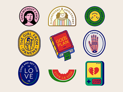 Badge Design Collaboration II badge book branding design face gameboy girl hand icon illustration lady lockup music patch portait profile sticker watermelon woman women