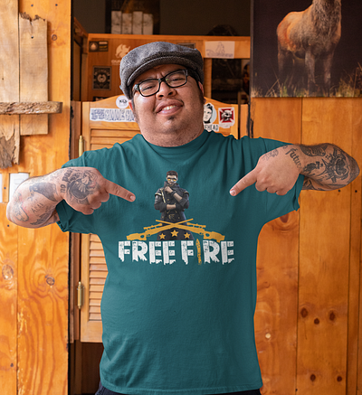 FREE FIRE...... american design logo t shirtlover usa