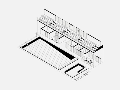 Active Living Centre architect architecture canada design illustration interiors isometric isometric illustration leisure minimal pool sports vector