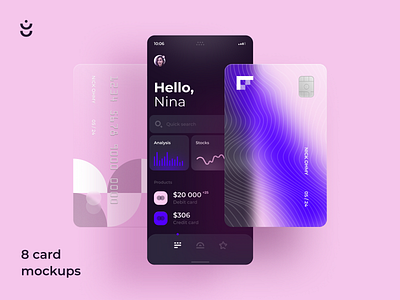 Glossy Bank Card Kit for Figma illustration mockup