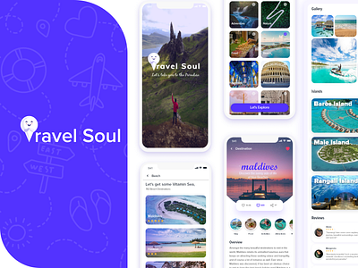 Holiday Planner App- Travel Soul appui bookingapp casestudy dribbble dribbleweeklywarmup figma holidayapp holidayplannerapp hotelapp travelapp ui uidesign uiux