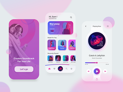 Music Player Apps album application application ui glass glassmorphism mobile app mobile app design mobile design mobile ui music music album music app music player music player ui music streaming pink playing now ui design ux design white