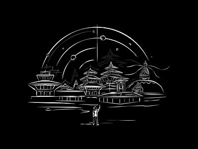 My Kathmandu artwork blackandwhite city illustration kathmandu nepal nepali design prabin stroke illustration temple vectorart