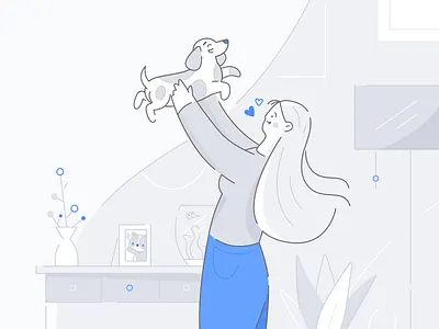 Pets cat character dog drawing flat friendship furniture home icon illustration insurance life love pet pets texture ui ux vector woman