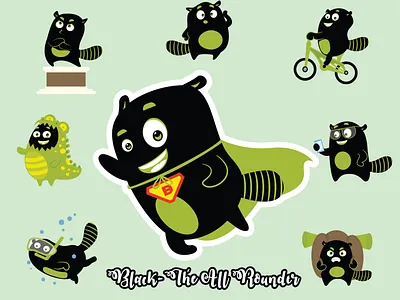 Black - The All Rounder Cat Emoji Set animal black cartoon cat cute design emoji emojiexperts illustration lovable set stickers