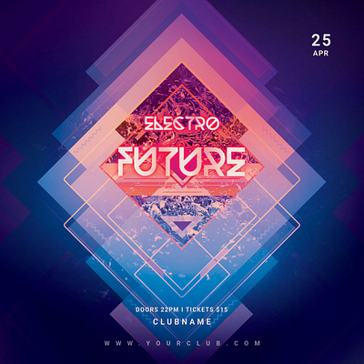 Electro Future Flyer abstract abstract art abstract design creative download electro electronic electronic music flyer graphic design graphicriver photoshop poster psd template unique