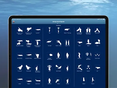 Breathe Scuba Dive Log App - Signals View animation animation design app app design dark blue dive log hand signals ios ios app ios app design scuba diving user experience design user interface design