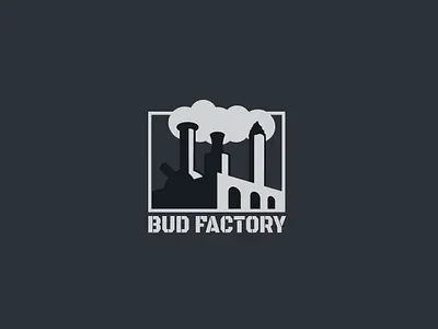 Logo for a cannabis start-up bong cannabis factory industrial industry joint smoke vape