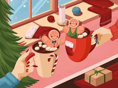 Christmas mood 3 art artwork cacao candle candy candy bar christmas tree cup gingerbread gingerbread man illustration illustration art lolipop marshmallow new year santa