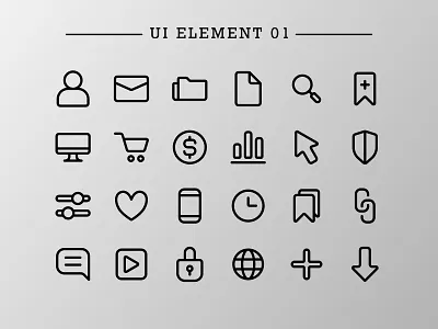 UI Element 01 (Outline Icons) app design doodle element icon icon bundle icon designer icon set iconfinder iconography line art pictogram stock market ui uiux user experience user interface ux vector web