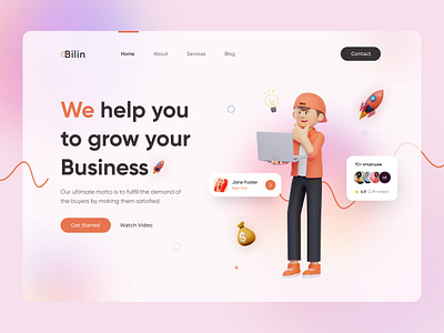 Bilin Aagency Landing page UI/UX agency landing page agency website clean colorful creative design agency design website digital marketing illustration langing page marketing marketing landing page marketing website product design seo ui ux web web design website