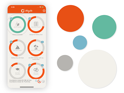 Waytte Countdown iOS App accent colour app app colour scheme app colours app design colour palette colour proportion colours colourscheme ios ios app ios app design ui ui colours