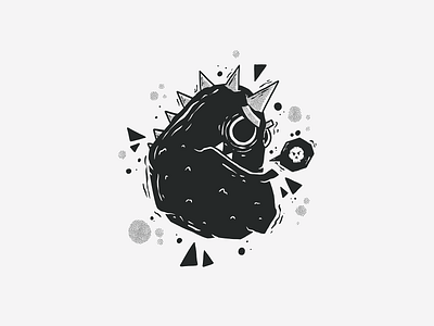 Black & White Character #5 badge black black white black and white blackandwhite cartoon character character design dinosaur doodle drawing fun art half tone halftone halftones icon illustration monster skull vector