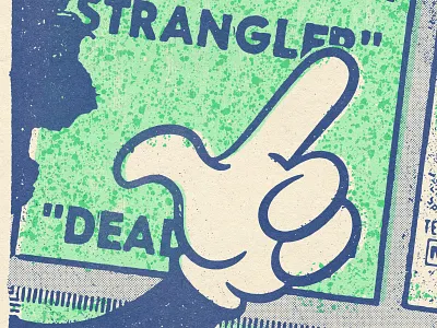 Strangler blue comic design distressed green halftone hand illustration pointer pointing retro texture vintage