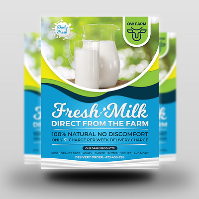 Farm Fresh Milk Flyer Template agriculture agriculturer bio celebration cheese cow cultivator dairies egg farm farmer feast fresh market goat harvest juice local producer market milk