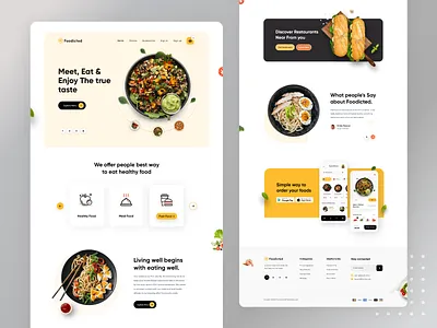 Foodicted - Food Landing Page UXUI Design clean ui devignedge food food landing page food template foodie gradient layout minimal online delivery order popular shot restaurant restaurant landing page tasty uidesign ux webdesign website website concept