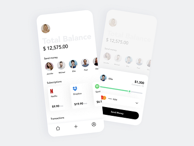 Money & Subscriptions Management App app bank banking app clean finance fintech mastercard money app subscription transfer money ui ux wallet wallet app