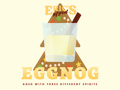 Eric's Aged Eggnog Cocktail Label alcohol christmas cinnamon cocktail eggnog gingerbread holiday tan tree yellow