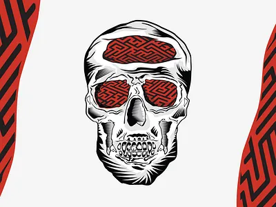 Jurodiwy skull illustration 2d black character design color design digital illustration flat style ink inspiration labirynth line art linocut maze modern poster print skull tattoo art tattoo artist texture