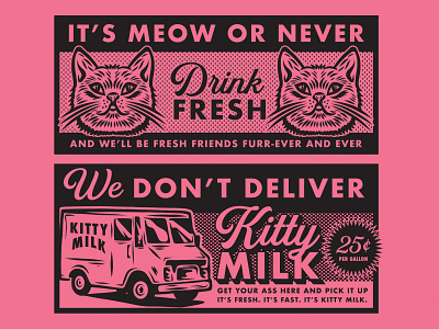 Kitty Milk label highlight 2 ads apparel badge branding brethren cats classifieds craft beer halftones identity illustration lettering meow packaging retro typography vintage