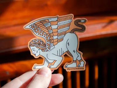 Sphinx Sticker, Postmarked Venus branding graphic design greek mythology illustration illustrator art postmarked venus printmaking sphinx sticker mule