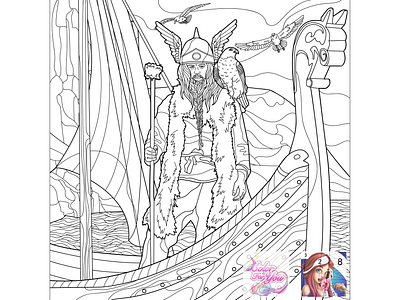 09 Line art for mobile app "Color For You - Plot stories & ..." adobe illustrator antistress art color by number coloring illustration lineart sea vector vector art viking