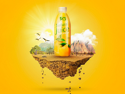 Natural Juice Ad ads advertising animal art branding candy floating graphic design juice juicy mango manipulation nature nature illustration rock sky social media sunrise wild yellow