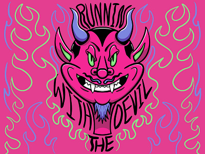 Runnin' with the Devil crumby crumby creative demon devil eddie van halen fire hand drawn hell illustration lincoln nebraska procreate run satan van halen vector vector illustration