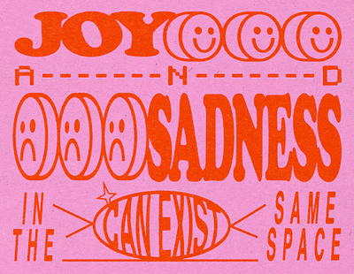 Joy and Sadness brand and identity branding design hand lettering happy icon illustration joy logo sad smile smiley face texture typography vector vintage