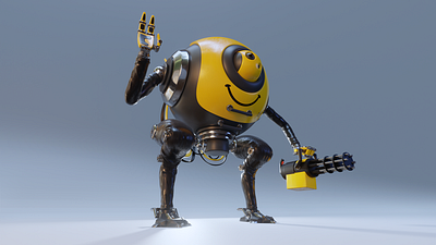 Smiley Mecha 3d 3d art 3d artist blender blender3d mecha robot smile smiley smiley face