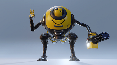 Smiley Mecha 3d 3d art 3d artist blender blender3d mecha robot smile smiley smiley face