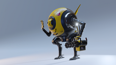 Smiley Mecha 3d 3d art 3d artist blender blender3d mecha robot smile smiley smiley face