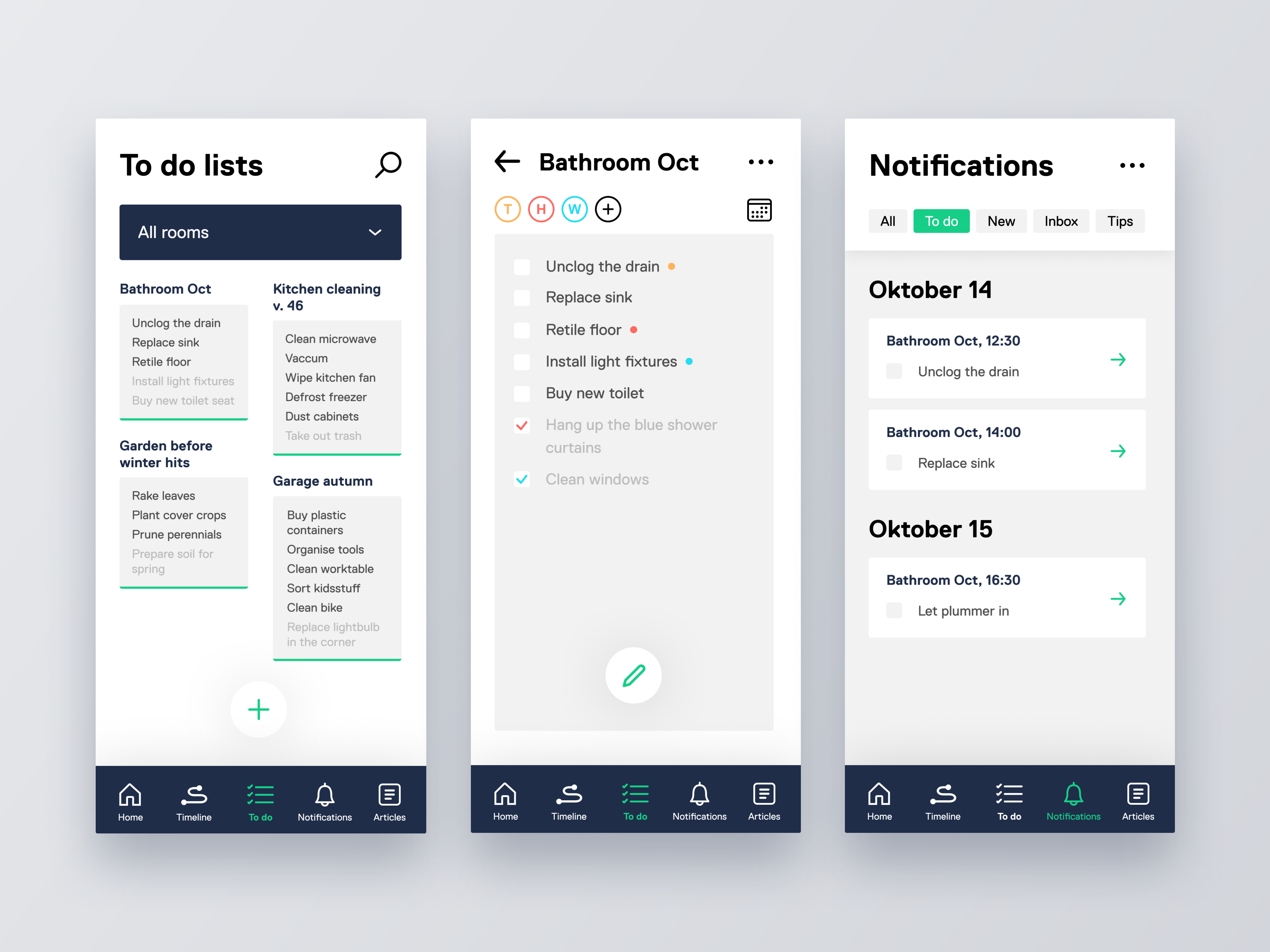 Example of To do feature - Homer app
